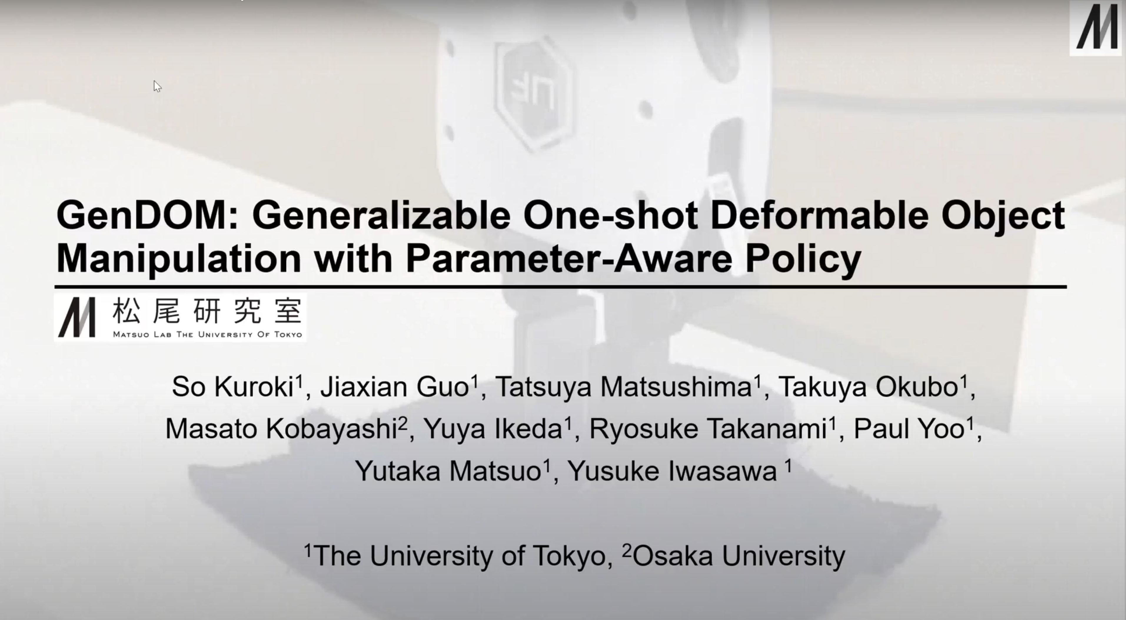 GenDOM: Generalizable One-shot Deformable Object Manipulation